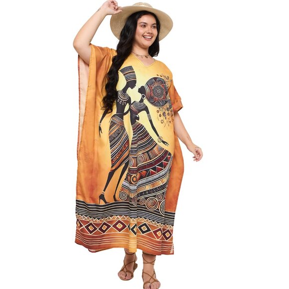 Gypsie Blu Plus Size Women Caftan Dress Summer Wear Maxi Dresses for Party Wear - Picture 7 of 9